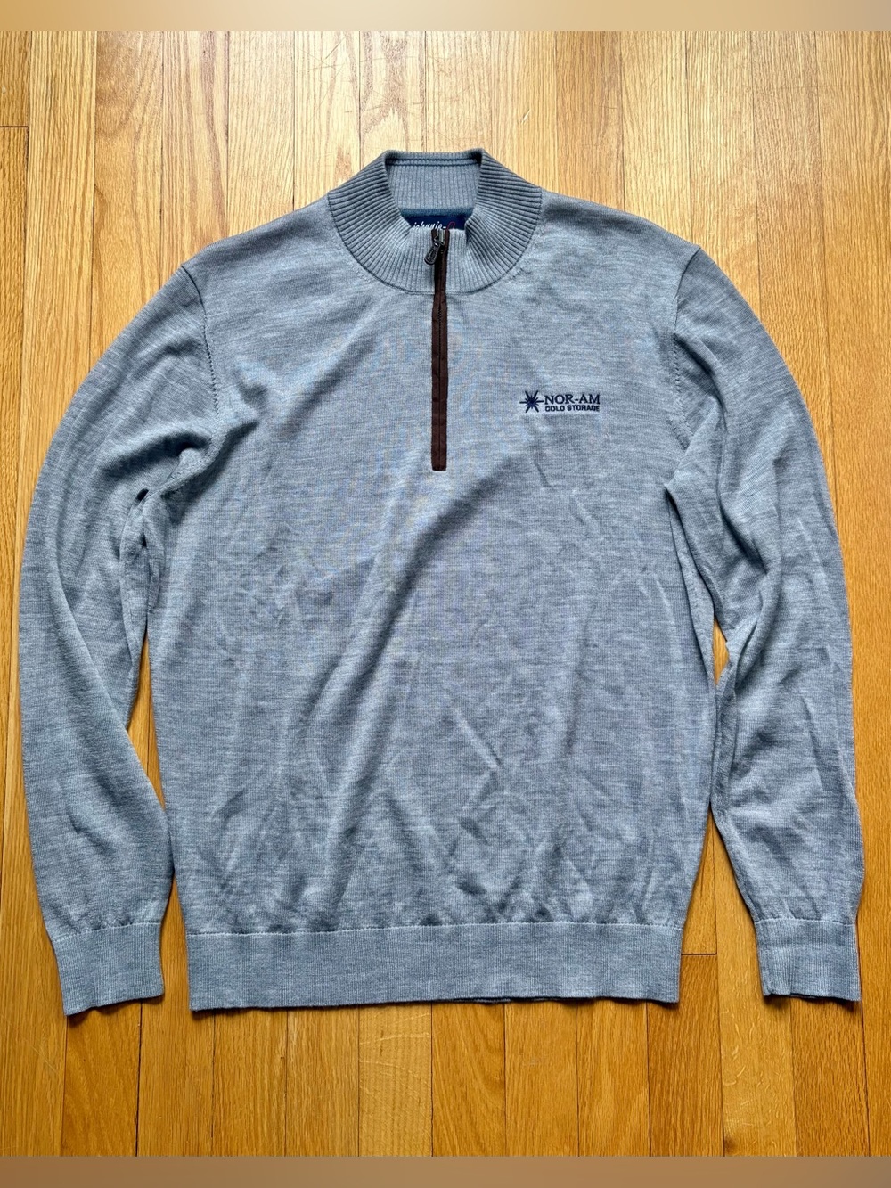 Johnnie-O Men’s 1/4 Zip Merino Wool Sweater Pullover Medium Gray Solid